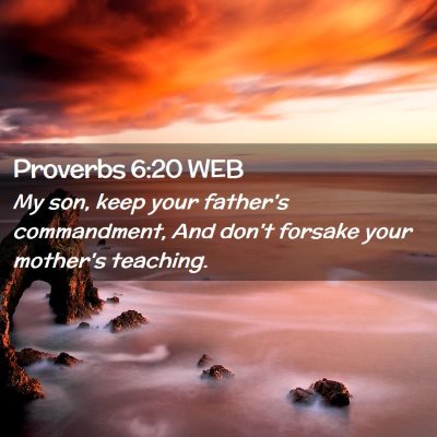 Picture 02 - Proverbs 6:20 WEB - My son, keep your father's commandment, And don't - Bible Verse Picture
