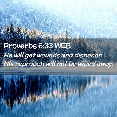 Picture 02 - Proverbs 6:33 WEB - He will get wounds and dishonor. His reproach - Bible Verse Picture
