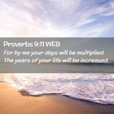 Picture 02 - Proverbs 9:11 WEB - For by me your days will be multiplied. The years - Bible Verse Picture