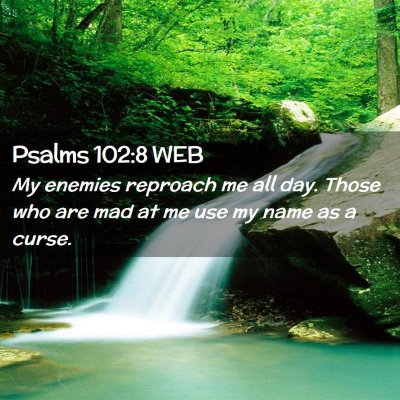 Picture 02 - Psalms 102:8 WEB - My enemies reproach me all day. Those who are mad - Bible Verse Picture