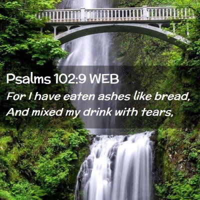 Picture 02 - Psalms 102:9 WEB - For I have eaten ashes like bread, And mixed my - Bible Verse Picture