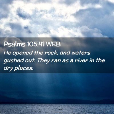 Picture 02 - Psalms 105:41 WEB - He opened the rock, and waters gushed out. They - Bible Verse Picture