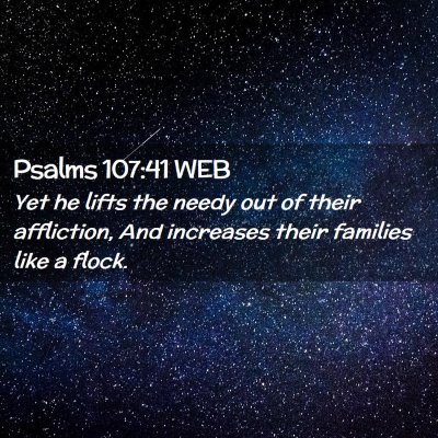 Picture 02 - Psalms 107:41 WEB - Yet he lifts the needy out of their affliction, - Bible Verse Picture