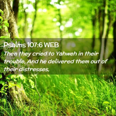 Picture 02 - Psalms 107:6 WEB - Then they cried to Yahweh in their trouble, And - Bible Verse Picture