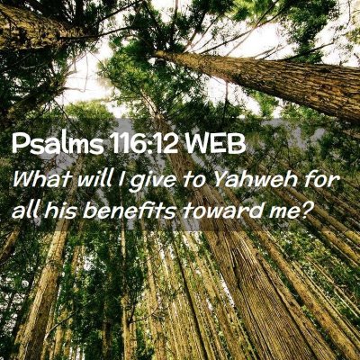 Picture 02 - Psalms 116:12 WEB - What will I give to Yahweh for all his benefits - Bible Verse Picture