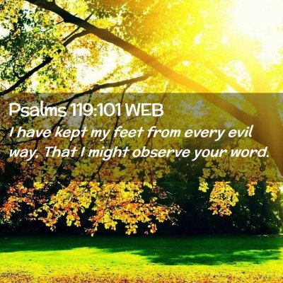 Picture 02 - Psalms 119:101 WEB - I have kept my feet from every evil way, That I - Bible Verse Picture