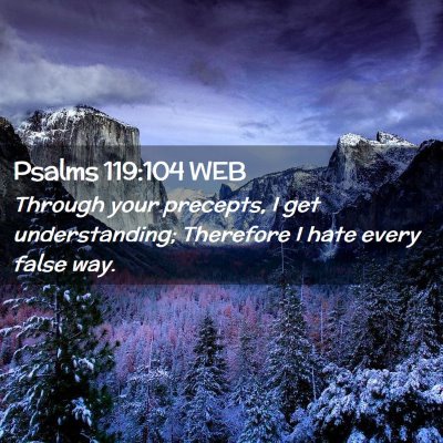 Picture 02 - Psalms 119:104 WEB - Through your precepts, I get understanding; - Bible Verse Picture