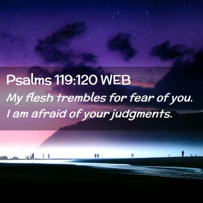 Picture 02 - Psalms 119:120 WEB - My flesh trembles for fear of you. I am afraid of - Bible Verse Picture