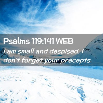 Picture 02 - Psalms 119:141 WEB - I am small and despised. I don't forget your - Bible Verse Picture