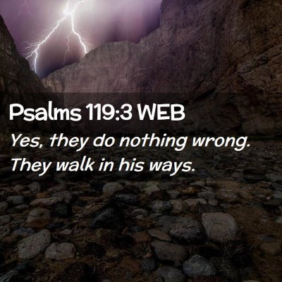 Picture 02 - Psalms 119:3 WEB - Yes, they do nothing wrong. They walk in his - Bible Verse Picture