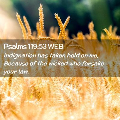 Picture 02 - Psalms 119:53 WEB - Indignation has taken hold on me, Because of the - Bible Verse Picture
