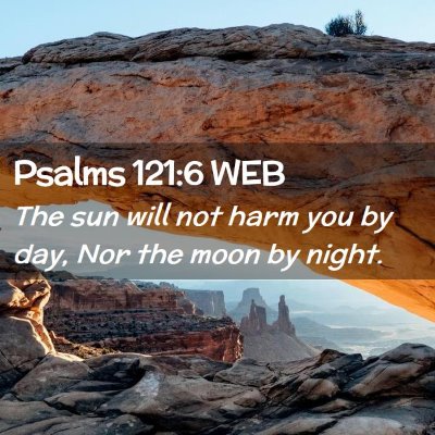 Picture 02 - Psalms 121:6 WEB - The sun will not harm you by day, Nor the moon by - Bible Verse Picture