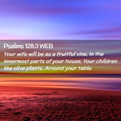Picture 02 - Psalms 128:3 WEB - Your wife will be as a fruitful vine, In the - Bible Verse Picture