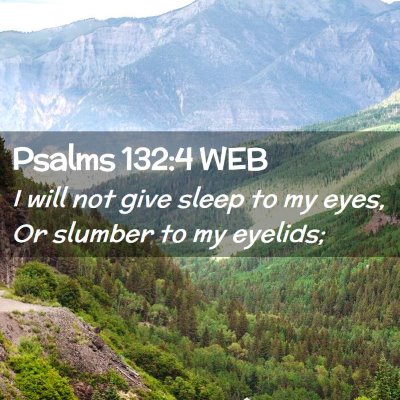 Picture 02 - Psalms 132:4 WEB - I will not give sleep to my eyes, Or slumber to - Bible Verse Picture