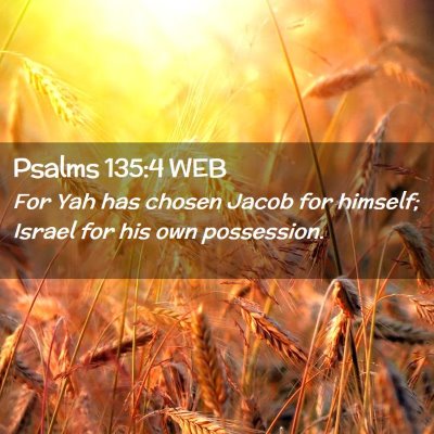 Picture 02 - Psalms 135:4 WEB - For Yah has chosen Jacob for himself; Israel for - Bible Verse Picture
