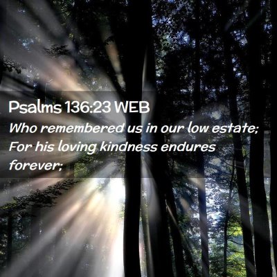 Picture 02 - Psalms 136:23 WEB - Who remembered us in our low estate; For his - Bible Verse Picture