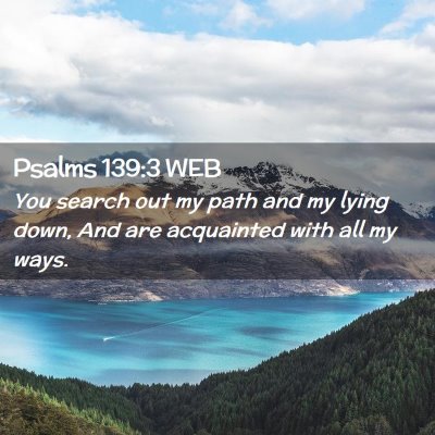 Picture 02 - Psalms 139:3 WEB - You search out my path and my lying down, And are - Bible Verse Picture