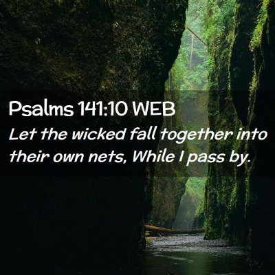 Picture 02 - Psalms 141:10 WEB - Let the wicked fall together into their own nets, - Bible Verse Picture
