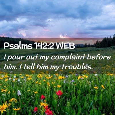 Picture 02 - Psalms 142:2 WEB - I pour out my complaint before him. I tell him my - Bible Verse Picture
