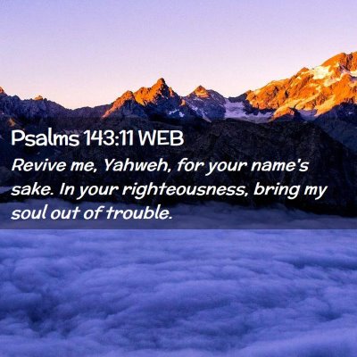 Picture 02 - Psalms 143:11 WEB - Revive me, Yahweh, for your name's sake. In your - Bible Verse Picture