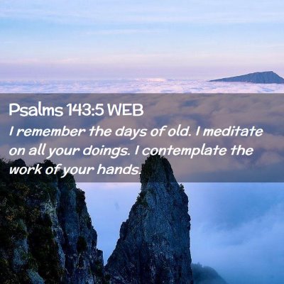 Picture 02 - Psalms 143:5 WEB - I remember the days of old. I meditate on all - Bible Verse Picture
