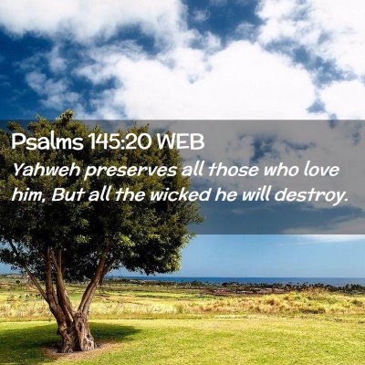 Picture 02 - Psalms 145:20 WEB - Yahweh preserves all those who love him, But all - Bible Verse Picture