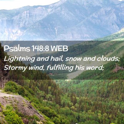 Picture 02 - Psalms 148:8 WEB - Lightning and hail, snow and clouds; Stormy wind, - Bible Verse Picture