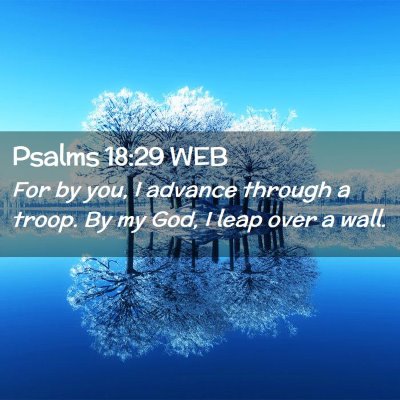 Picture 02 - Psalms 18:29 WEB - For by you, I advance through a troop. By my God, - Bible Verse Picture