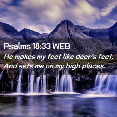 Picture 02 - Psalms 18:33 WEB - He makes my feet like deer's feet, And sets me on - Bible Verse Picture
