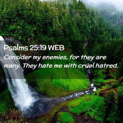 Picture 02 - Psalms 25:19 WEB - Consider my enemies, for they are many. They hate - Bible Verse Picture