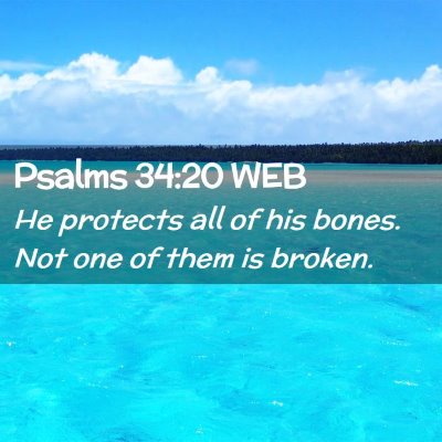 Picture 02 - Psalms 34:20 WEB - He protects all of his bones. Not one of them is - Bible Verse Picture
