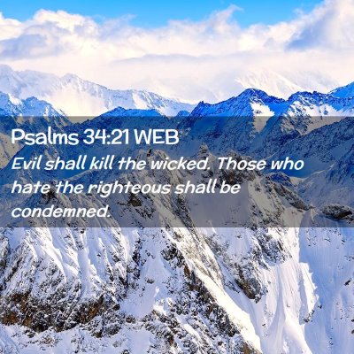 Picture 02 - Psalms 34:21 WEB - Evil shall kill the wicked. Those who hate the - Bible Verse Picture