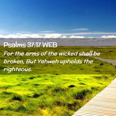 Picture 02 - Psalms 37:17 WEB - For the arms of the wicked shall be broken, But - Bible Verse Picture