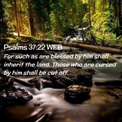 Picture 02 - Psalms 37:22 WEB - For such as are blessed by him shall inherit the - Bible Verse Picture