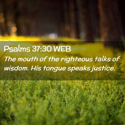 Picture 02 - Psalms 37:30 WEB - The mouth of the righteous talks of wisdom. His - Bible Verse Picture