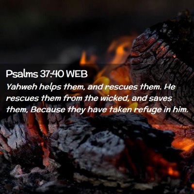 Picture 02 - Psalms 37:40 WEB - Yahweh helps them, and rescues them. He rescues - Bible Verse Picture