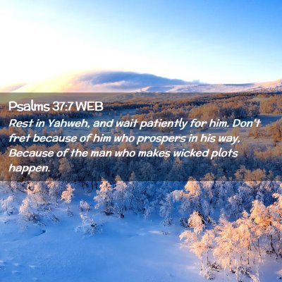 Picture 02 - Psalms 37:7 WEB - Rest in Yahweh, and wait patiently for him. Don't - Bible Verse Picture