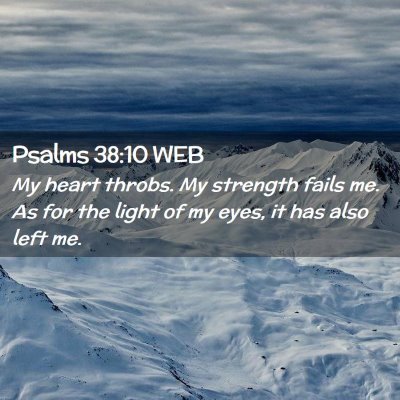 Picture 02 - Psalms 38:10 WEB - My heart throbs. My strength fails me. As for the - Bible Verse Picture