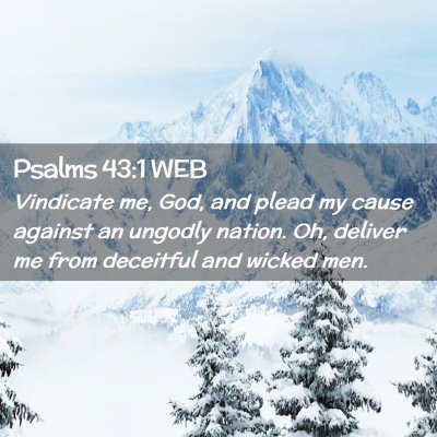 Picture 02 - Psalms 43:1 WEB - Vindicate me, God, and plead my cause against an - Bible Verse Picture