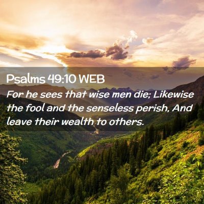 Picture 02 - Psalms 49:10 WEB - For he sees that wise men die; Likewise the fool - Bible Verse Picture