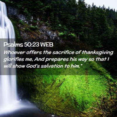 Picture 02 - Psalms 50:23 WEB - Whoever offers the sacrifice of thanksgiving - Bible Verse Picture