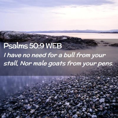 Picture 02 - Psalms 50:9 WEB - I have no need for a bull from your stall, Nor - Bible Verse Picture