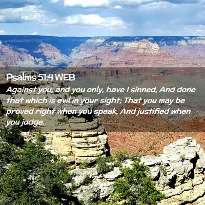 Picture 02 - Psalms 51:4 WEB - Against you, and you only, have I sinned, And - Bible Verse Picture