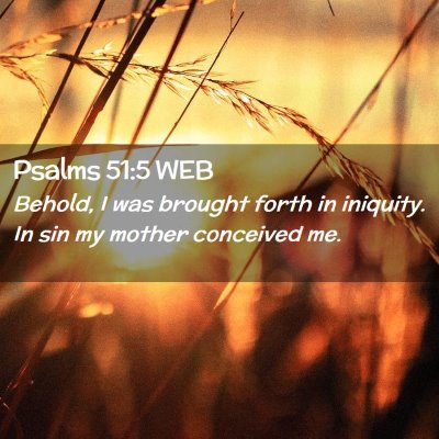 Picture 02 - Psalms 51:5 WEB - Behold, I was brought forth in iniquity. In sin - Bible Verse Picture