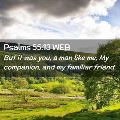 Picture 02 - Psalms 55:13 WEB - But it was you, a man like me, My companion, and - Bible Verse Picture