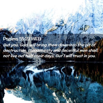 Picture 02 - Psalms 55:23 WEB - But you, God, will bring them down into the pit - Bible Verse Picture