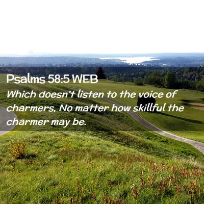 Picture 02 - Psalms 58:5 WEB - Which doesn't listen to the voice of charmers, No - Bible Verse Picture