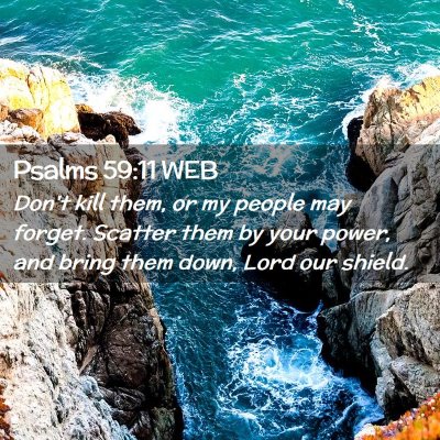 Picture 02 - Psalms 59:11 WEB - Don't kill them, or my people may forget. Scatter - Bible Verse Picture