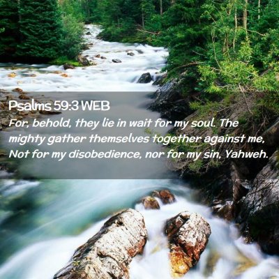 Picture 02 - Psalms 59:3 WEB - For, behold, they lie in wait for my soul. The - Bible Verse Picture