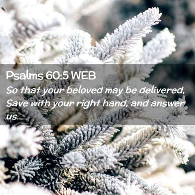 Picture 02 - Psalms 60:5 WEB - So that your beloved may be delivered, Save with - Bible Verse Picture